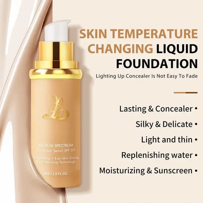 2025 Forever Bloom Inspired Fond de teint liquide 4 en 1 Couverture moyenne hydratante avec SPF50+