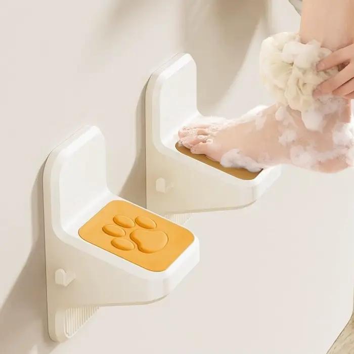 Repose-pieds de douche sans perçage avec crochets, idéal pour le rasage des jambes, pour salle de bain, toilettes, baignoire, spa, maison, salle de sport, piscine