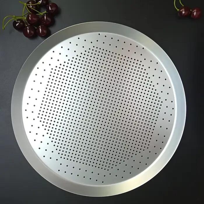 Plaque à Pizza antiadhésive, moule de cuisson, outil de cuisine de Restaurant, poêle à Pizza, filet en métal de 14 pouces