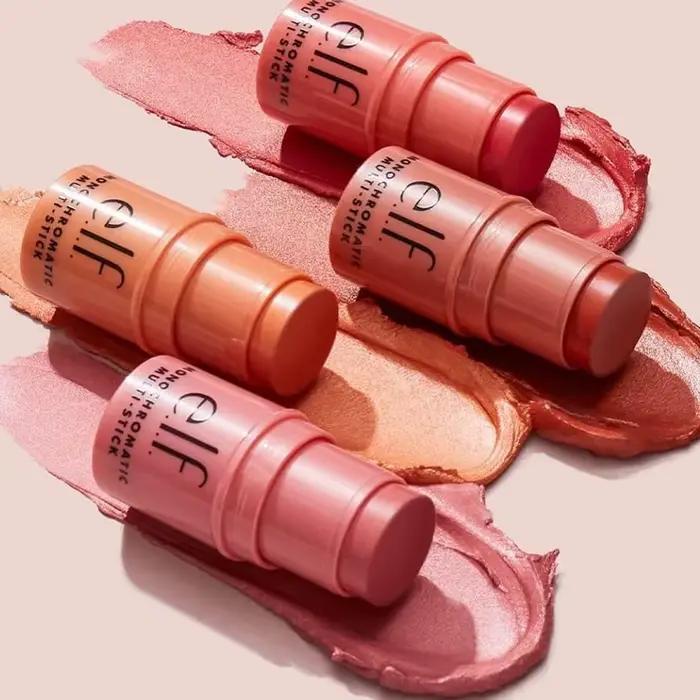 Stick de Maquillage Tout-en-un 3-en-1 Luxe Elf : Lèvres, Joues, Blush Liquide, Crème Rouge, Pommade, Rouge à Lèvres pour Sculpter les Contours du Visage