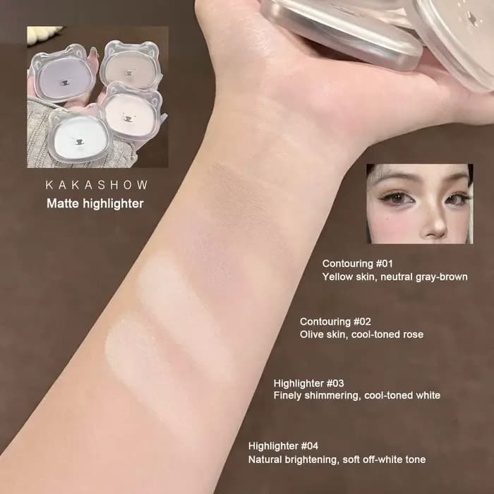 Kakashow surligneur mat poudre lisse et soyeuse contour du visage et éclaircissant pour créer un look de maquillage 3D