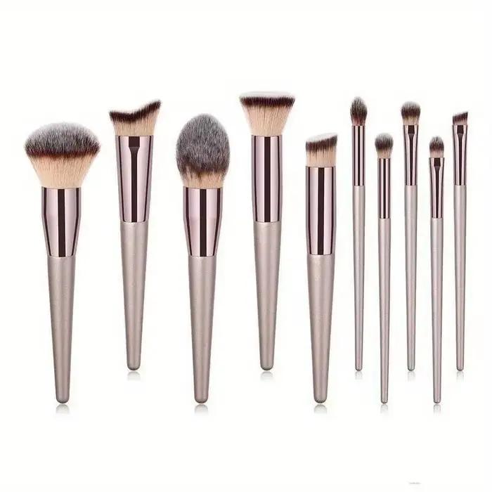 Ensemble de 10 pinceaux or champagne - Poils vegan et sans cruauté
