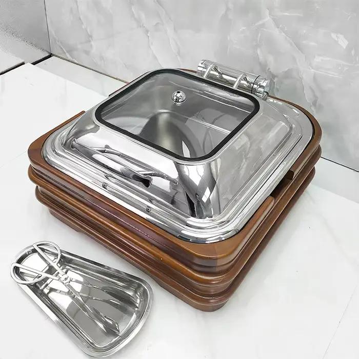 Base de siège carrée en bois en acier inoxydable