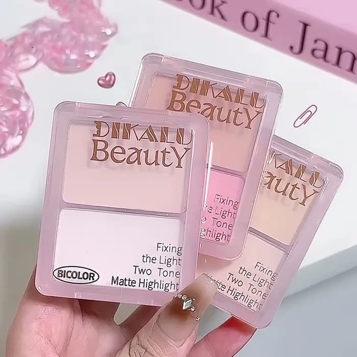 (HG) DIKALU Palette de Contour bicolore surligneur blanc mat gris marron ombre de nez bronzant pour le visage éclaircir le maquillage en poudre