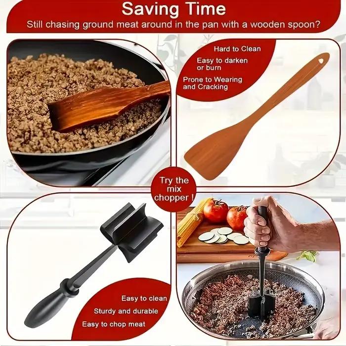 Hachoir et mélangeur à viande portatifs 1 pièce: riz sans effort + broyage, purée et hachage de la viande – Outil de cuisine polyvalent pour une préparation rapide