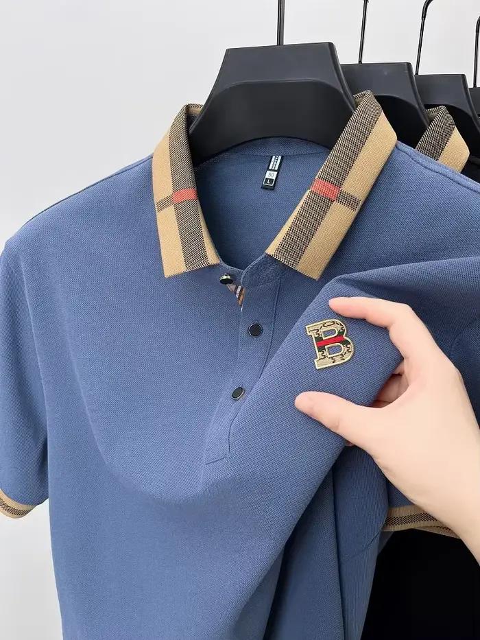 Polo à manches courtes de marque de luxe pour hommes, nouveau t-shirt Paul en coton et soie respirant haut de gamme, mode décontractée pour hommes