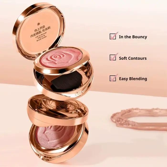 Poudre de blush gaufrée Rose avec pinceau