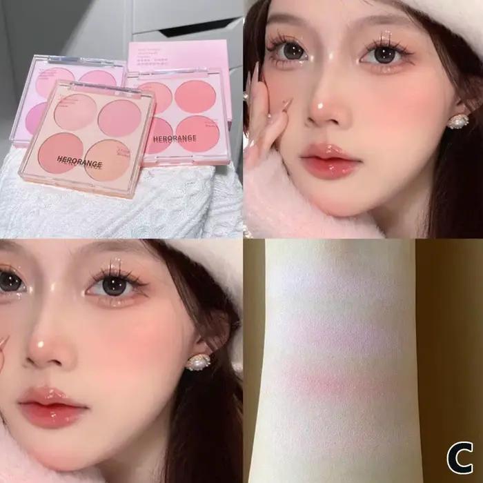 4 couleurs Blush poudre Platte visage doux