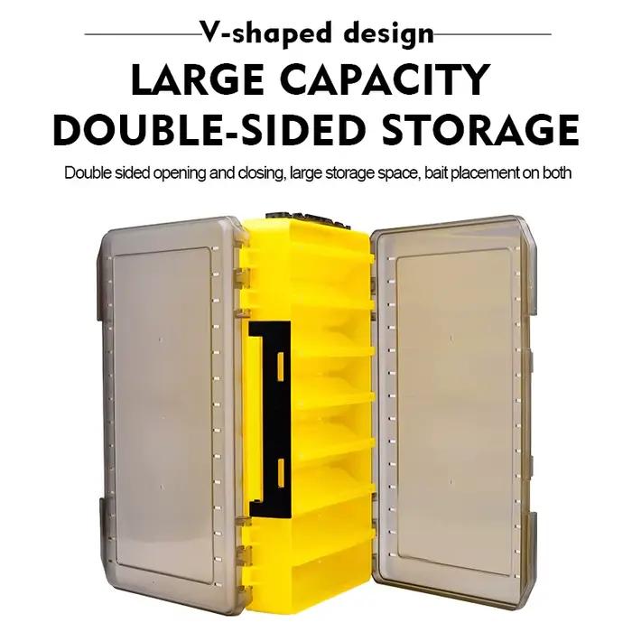 PROBEROS Boîte de rangement durable pour appâts et outils, 10 compartiments, double face, pour tous les équipements de pêche, accès facile pour toutes les aventures de pêche