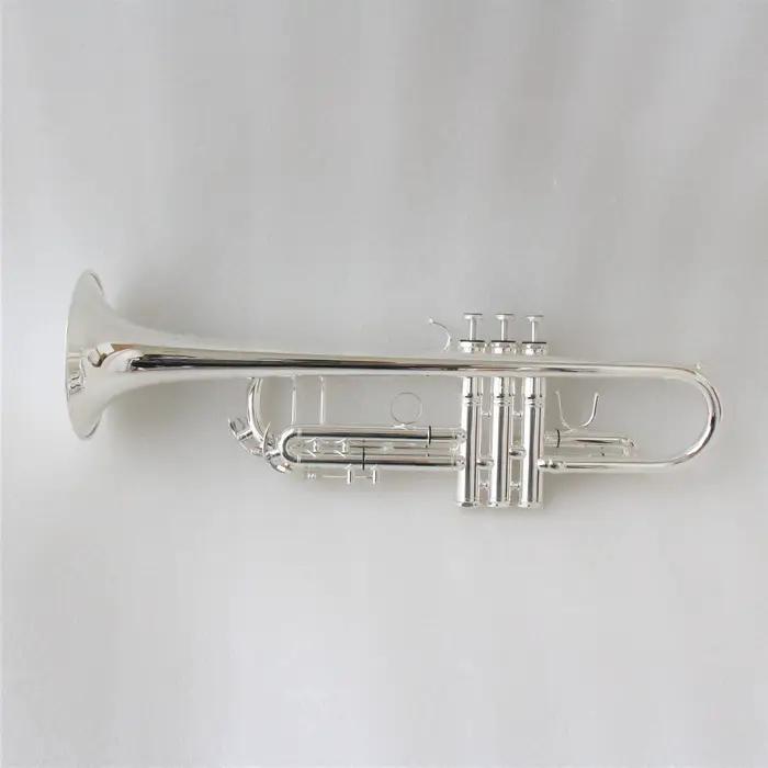 Trompettes haut de gamme en Si bémol, instruments en cuivre professionnels, trompette argentée pour les performances sur scène.
