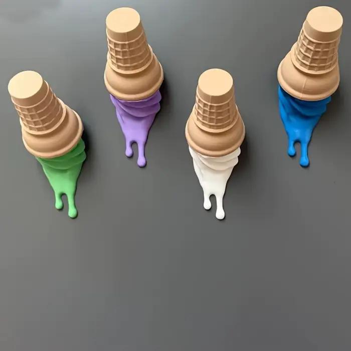 Décoration murale en forme de crème glacée fondante, sculpture imprimée en 3D, ornement mural créatif pour la chambre des enfants, décoration esthétique pour la maison