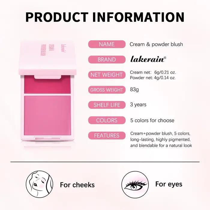 Crème & poudre Blush Duo longue tenue finition mate et rosée haute pigment rose bonbon pêche