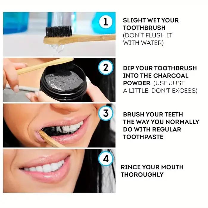 Poudre blanchissante pour les dents au charbon de bambou - Blanchiment naturel et nettoyage en profondeur pour hommes