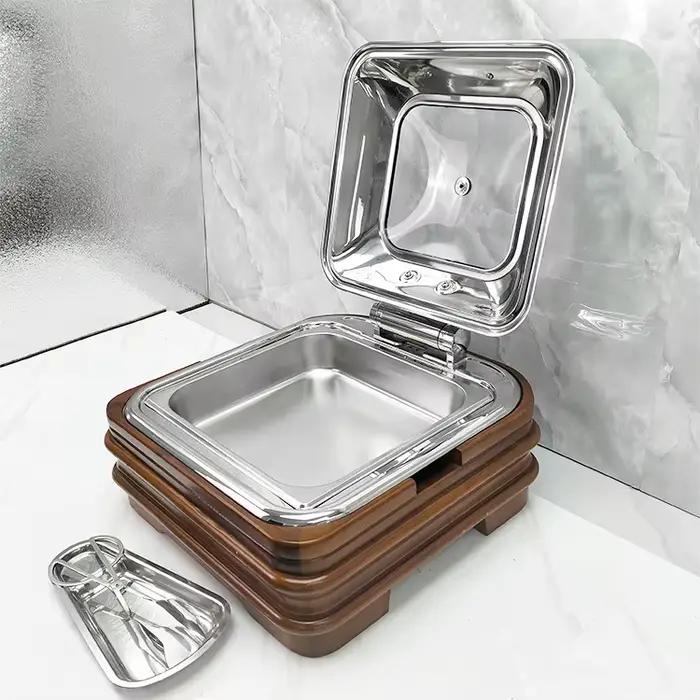 Base de siège carrée en bois en acier inoxydable