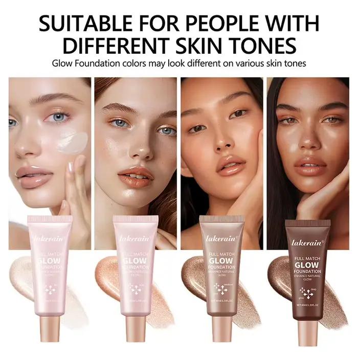 Fond de teint liquide brillant correcteur durable couverture complète BB crème visage surligneur
