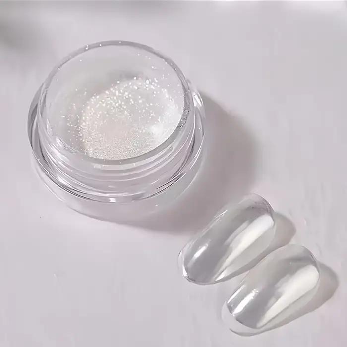 Poudre à ongles perle blanche effet beignet glacé pour ongles artistiques et luxueux occasions spéciales