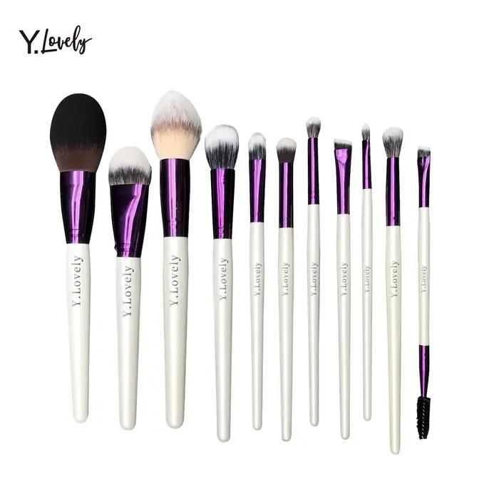 Ensemble de pinceaux de maquillage YLovely en bois et métal avec poils synthétiques pour un maquillage parfait occasions professionnelles et soirées spéciales