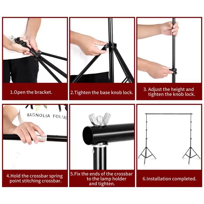 Support d'arrière-plan de photographie, arrière-plan de Studio Photo, système de Support d'écran vert Chromakey, cadre, sac de transport, Kits d'éclairage
