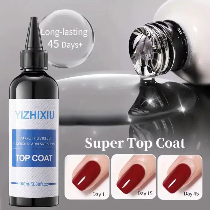 Lot de 2 vernis gel YiZhiXiu 100 ml : Base et Top Coat Super, Gel UV/LED Soak Off, Gel fonctionnel pour salon de manucure