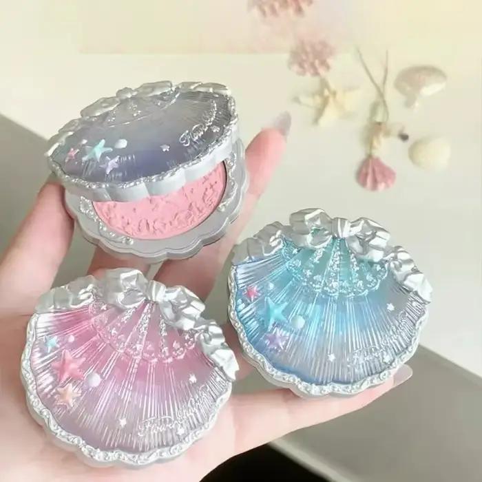 Fleur sait perle coquille forme velours gaufré Blush finition mate constructible poudre mélangeable