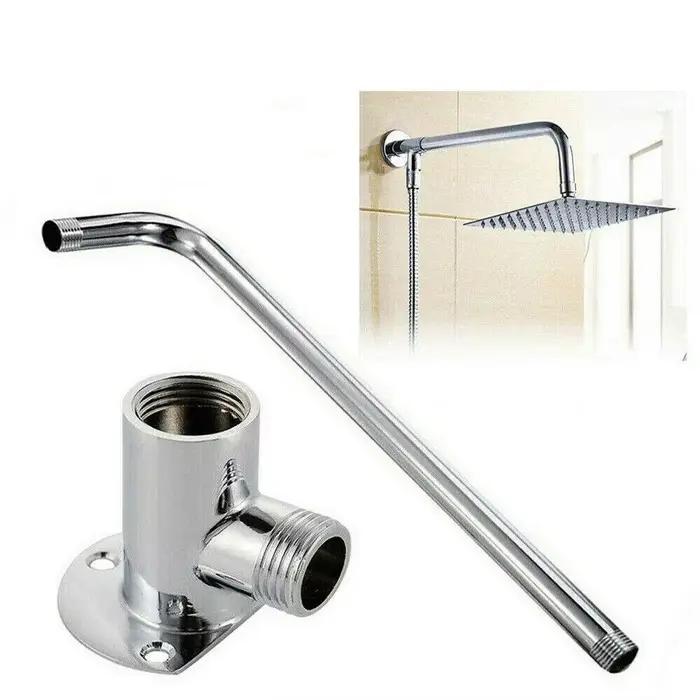 Bras de douche tuyau inférieur pomme de douche murale bras d'extension Joint buse de douche accessoires en acier inoxydable Base fixe de douche