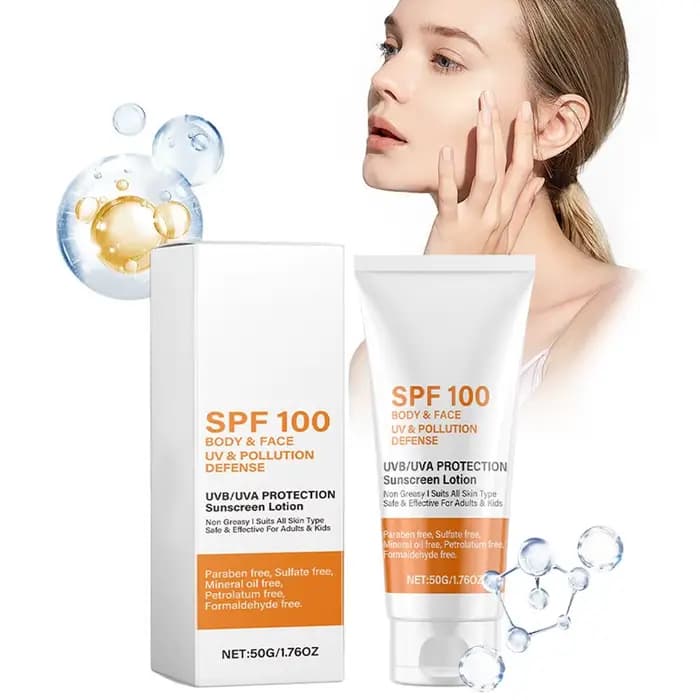 Lotion solaire SPF100 pour le visage et le corps