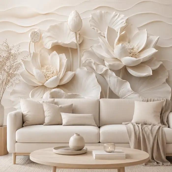 Salon, Chambre à coucher, Fond TV, Papier peint mural floral 3D, Grand papier peint décoratif pour la maison, Colle pour papier peint nécessaire
