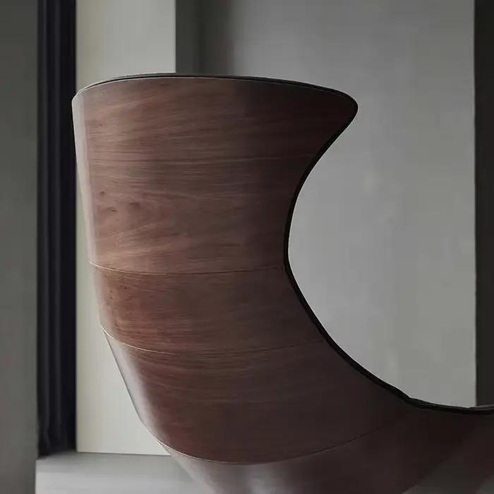 # Chaise longue intérieure/extérieure de haute qualité pour maison et hôtel, tissu en bois et cuir avec accent de siège de salon