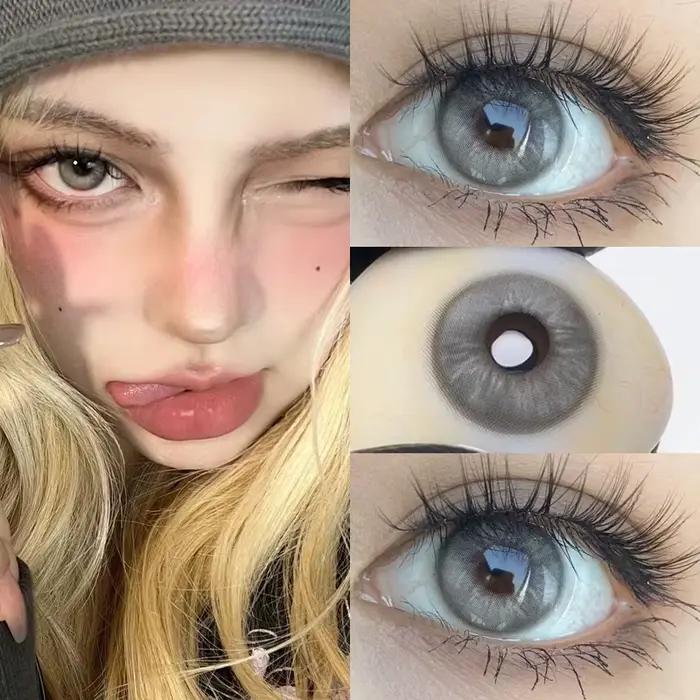 Deux grandes lentilles de contact de couleur pour les yeux noirs sur ordonnance