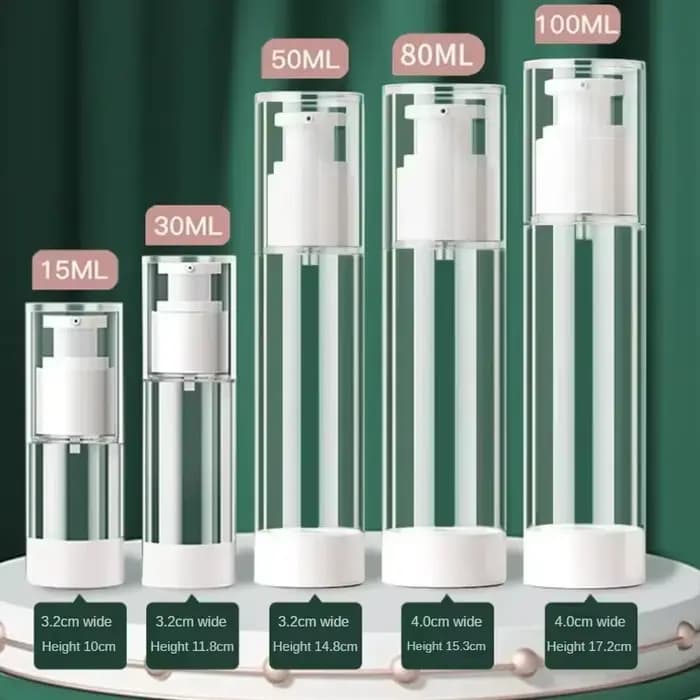Bouteille à pompe transparente sans air pour crème cosmétique