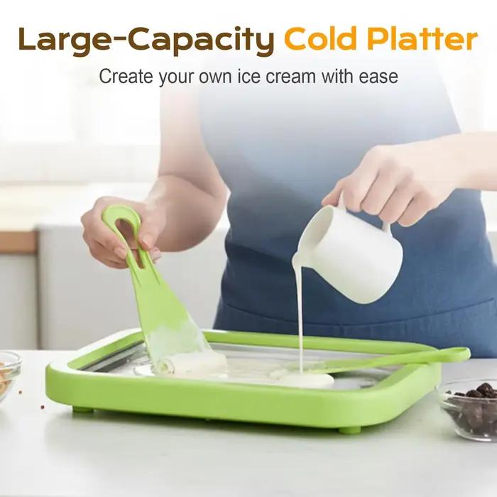 Machine à glace roulée instantanée pour la maison avec 1 spatule, pour sorbet, yaourt glacé et glace pilée DIY