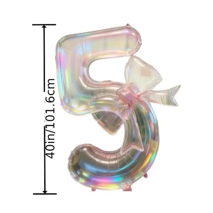 Ballon numérique transparent coloré de 40 pouces, grand ballon décoratif pour fête d'anniversaire, décoration d'événement