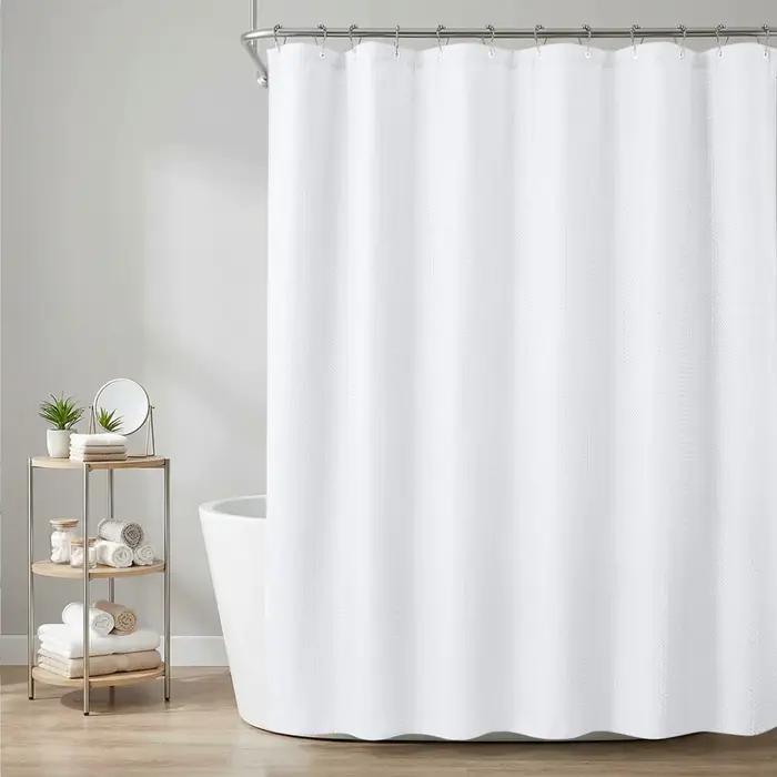 Rideau de douche gaufré pour salle de bain avec crochets métalliques, 180x180CM, pour salle humide, baignoire et cabine de douche
