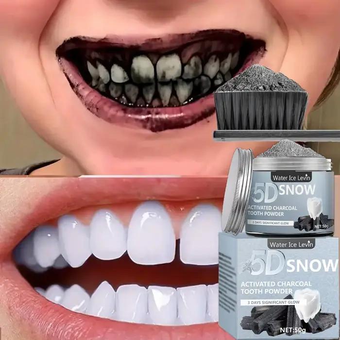 Poudre blanchissante pour les dents au charbon de bambou - Blanchiment naturel et nettoyage en profondeur pour hommes