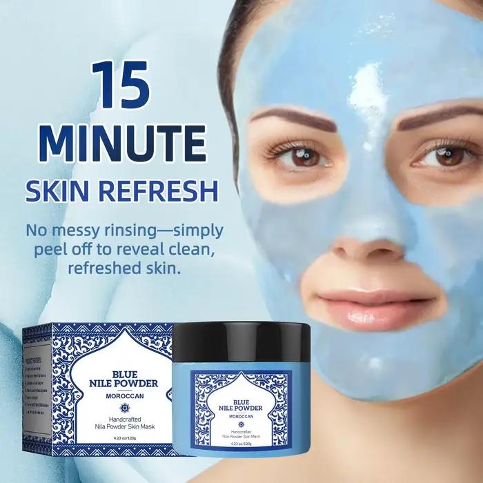 Poudre moussante minérale marocaine 120g - Masque nettoyant en profondeur en 15 minutes pour le visage et le corps
