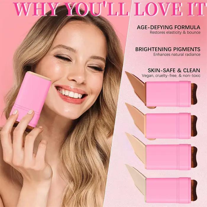 BARVENA gomme fond de teint bâton hydratant haute correcteur Base maquillage brosse intégrée effet