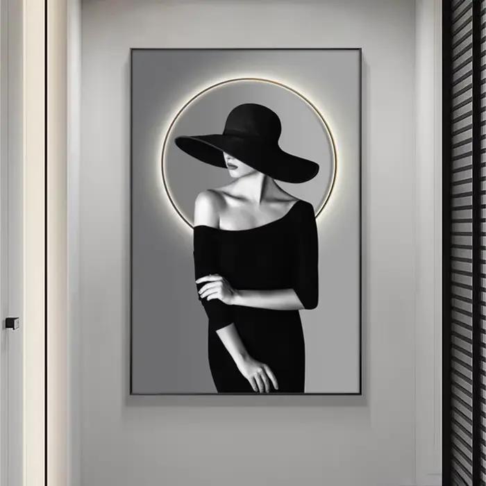Personnages noirs et blancs, simplicité moderne, décoration murale de fond de canapé, grand Foyer, chambre à coucher, peintures suspendues