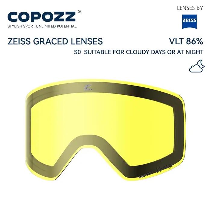 COPOZZ X-edge Lunettes de ski magnétiques pour hommes et femmes avec lentille Zeiss, lunettes de ski anti-buée pour adultes, protection UV400, lunettes de snowboard