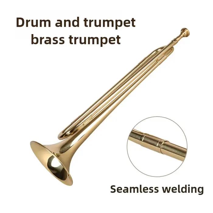 Trompette en laiton C Tune, Instrument de musique en laiton à Note haute, pour étudiants adultes débutants, jeu de trompette, corne de laque dorée Portable