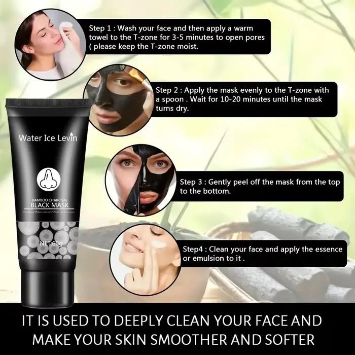 Masque au charbon de bambou dissolvant de points noirs masques faciaux en profondeur nettoyage en profondeur purifiant Peel Off Black Nud Shills soin du visage masque noir
