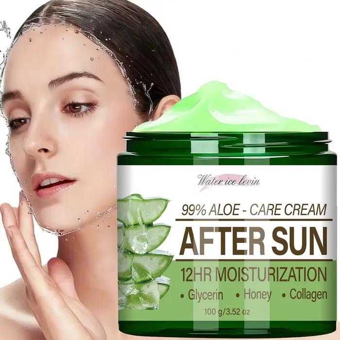 Crème Après-Soleil 99% Aloe Vera avec Collagène, Soin Hydratant et Apaisant 12H