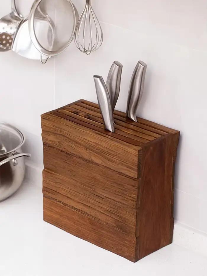 porte-outils de cuisine en bois massif