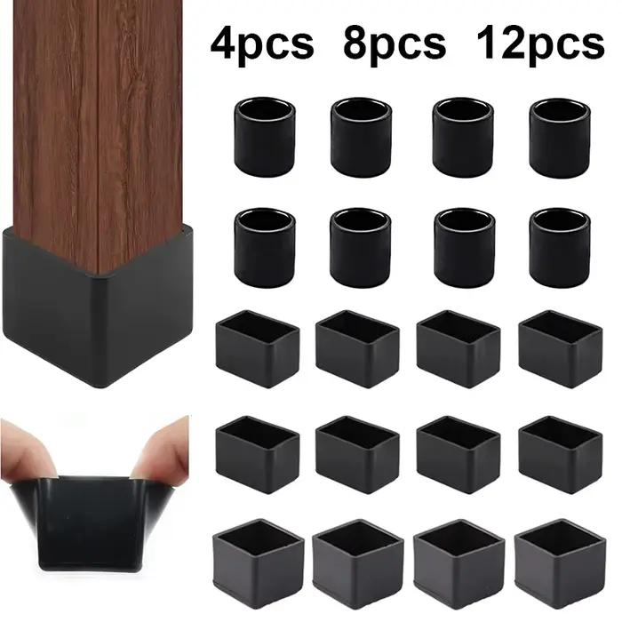 Protège-pieds carrés en silicone antidérapants pour chaises et tables, chaussettes de protection contre la poussière, patins de protection pour sols, bouchons de tuyaux, pieds de nivellement pour meub