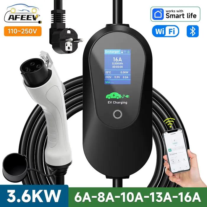 AFEEV 3.6KW Type1 SAE J1772 chargeur EV Portable 16A Type2 chargeur de voiture électrique GB/T EVSE câble de charge rapide WiFi APP contrôle