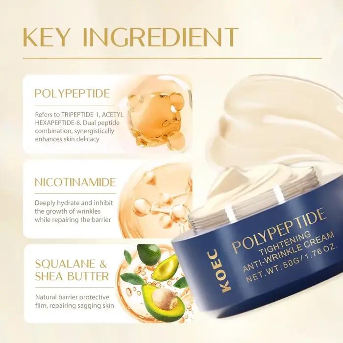 Crème raffermissante peptidique hydratante pour homme et femme traitement de l'acné élimination des taches de rousseur contrôle du sébum blanchissant 50mlUsageId2023