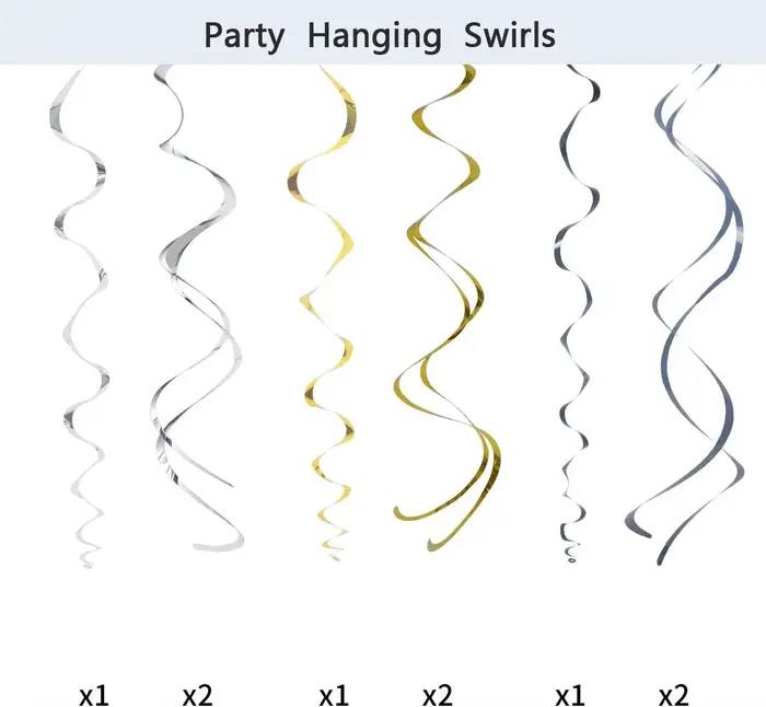 Black Gold Birthday Decorations, Pack of 20 | Happy Birthday Banner, Tissue Paper, Swirls, Garland