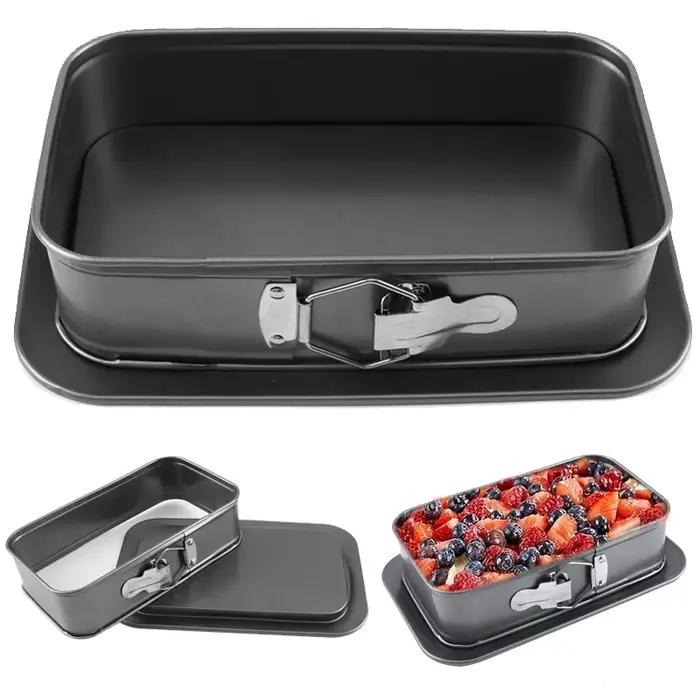 Accessoires de cuisine à fond amovible, moules à gâteaux en acier au carbone, poêle à Desserts rectangulaire, ustensiles de cuisson, moule de cuisson en métal antiadhésif