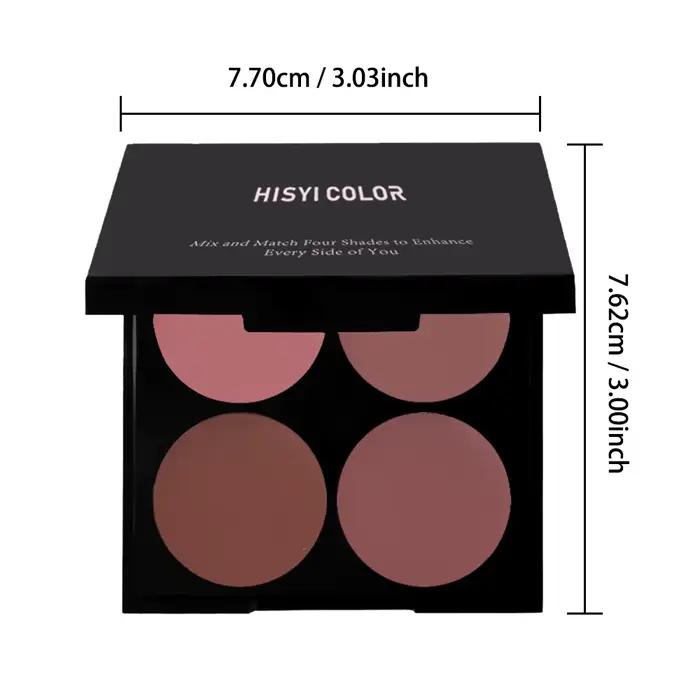 Palette de fards à joues en poudre mate – 4 nuances pour une brillance vibrante longue durée