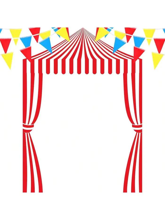 Bannière de fond de scène de cirque pour fête d'anniversaire, décoration de fête, toile de fond photographique pour soirée de cirque