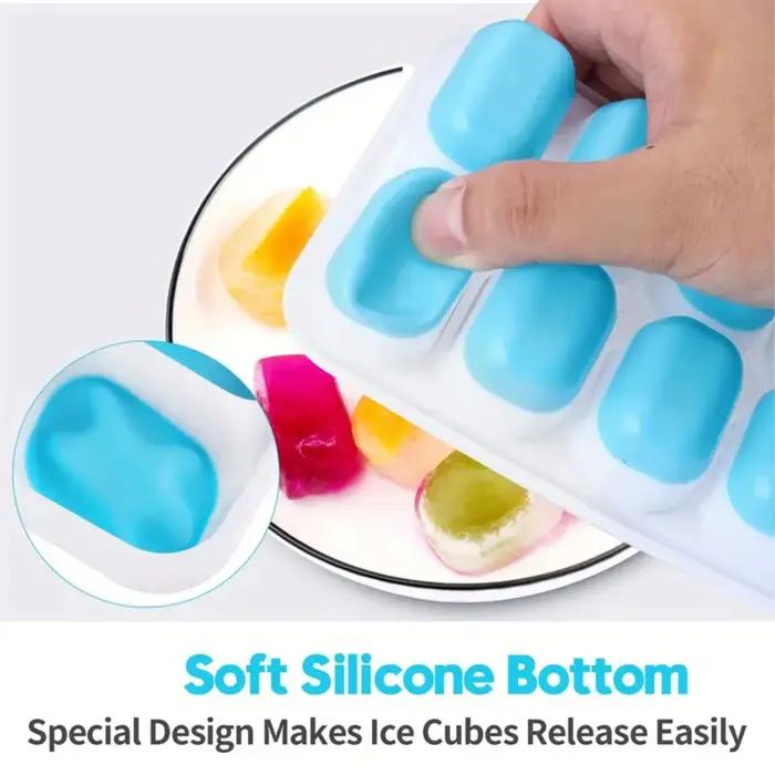 Plateaux à glaçons à 14 grilles, moule à glace en Silicone avec couvercle amovible, moule à Popsicle fait maison pour congélateur à Cocktail, outils de Bar de cuisine